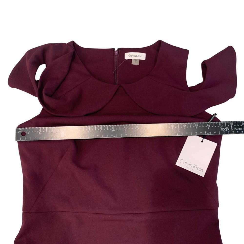 Calvin Klein Burgundy Cold Shoulder Sheath Dress New w/ Tags Women's Size 8 - Picture 12 of 16